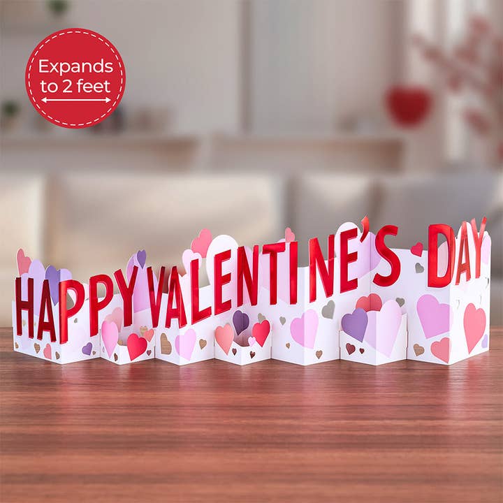 Happy Valentine's Day Loooooong Card™ (Expands to 2 feet) for wholesale by Lovepop Cards