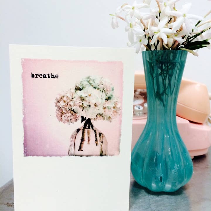 Paperlove Boutique - Wholesale Encouragement Card - Pink Flower - Breathe1