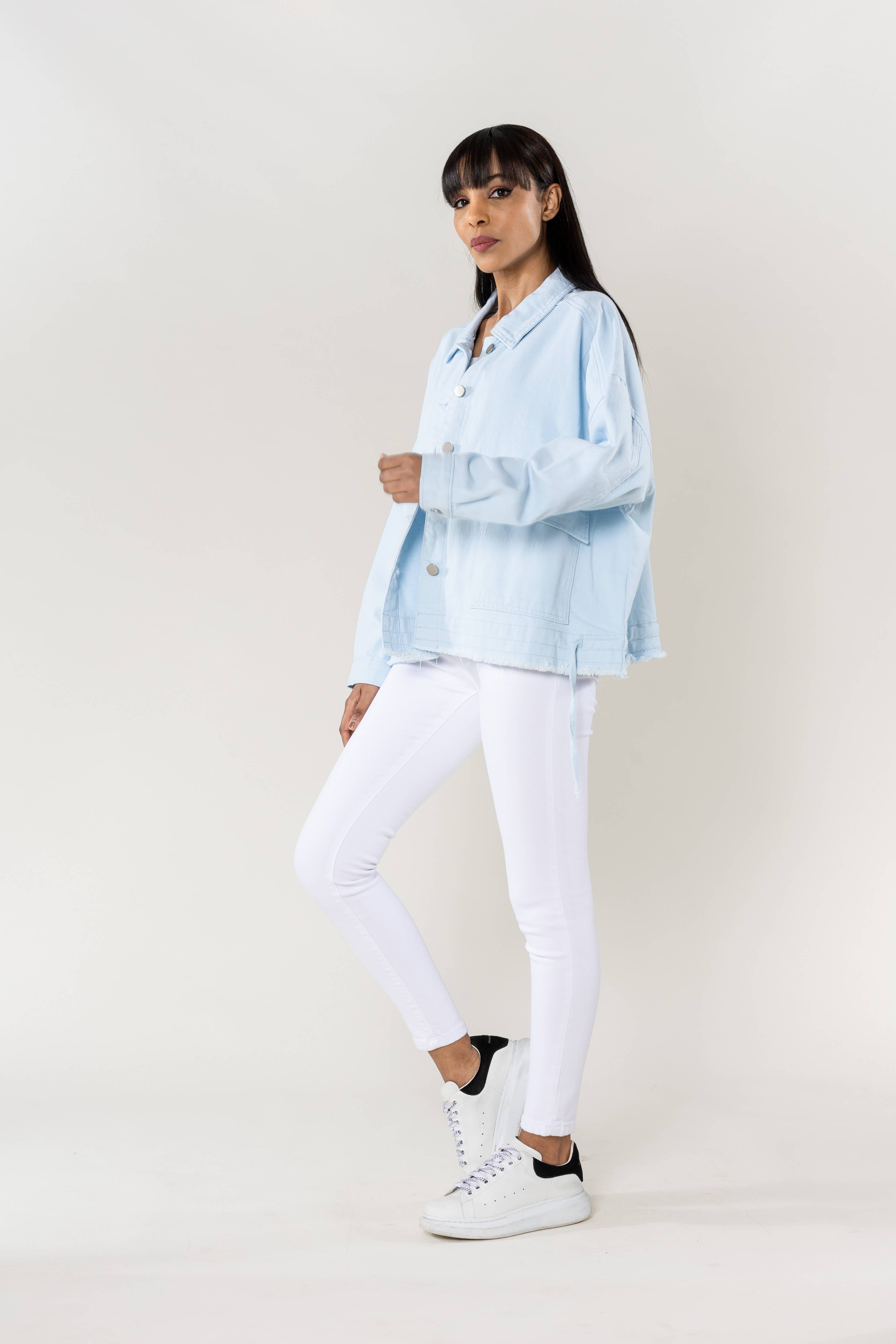 Nina Carter – Casaco de ganga - Mulher por atacado – Casaco de ganga oversized Nina Carter bolsos grandes S56217