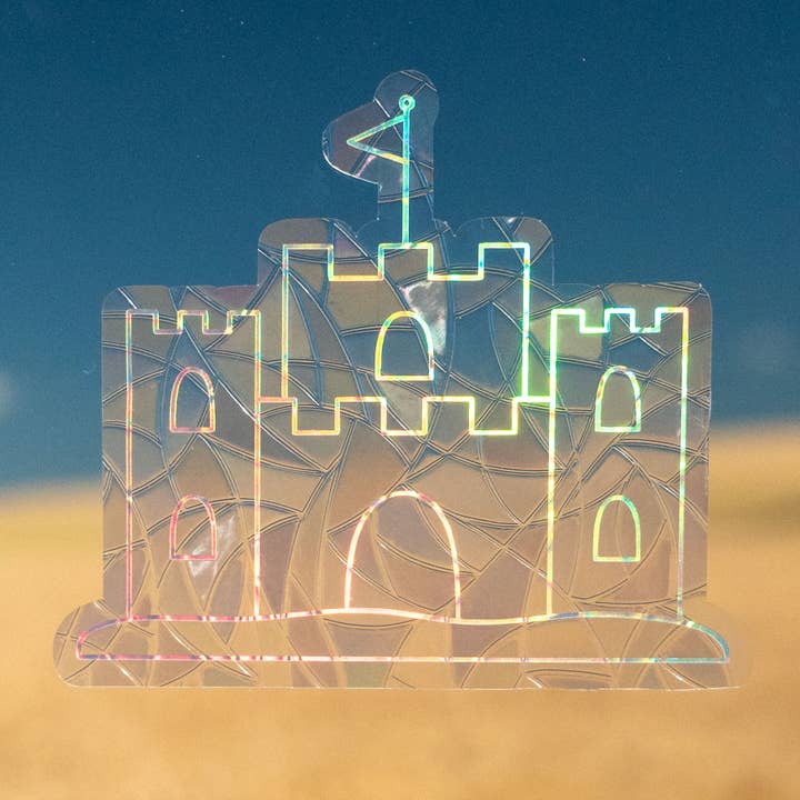 Sandcastle Suncatcher Decal for wholesale by LaRynn Sticker Co.