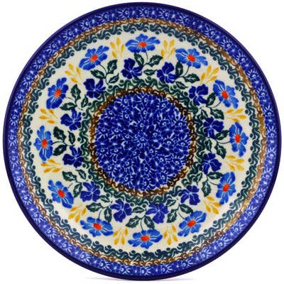 Polmedia Polish Pottery - Vente Assiette - Assiette à dessert 8" Thème Myosotis bleu1
