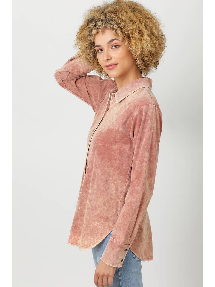 Mystree – Engroshandel Skjorte med buttondown – til kvinder – 60857 Vasket fløjlsskjorte25