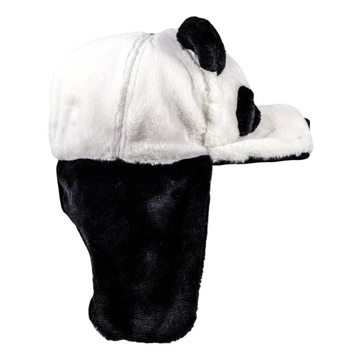 Black Panda Bear Fur Earflap Fitted Hat for wholesale on Faire3