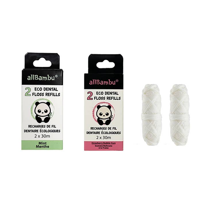 Eco Dental Floss Refills - Mint and Strawberry Bubblegum for wholesale by allBambu Inc