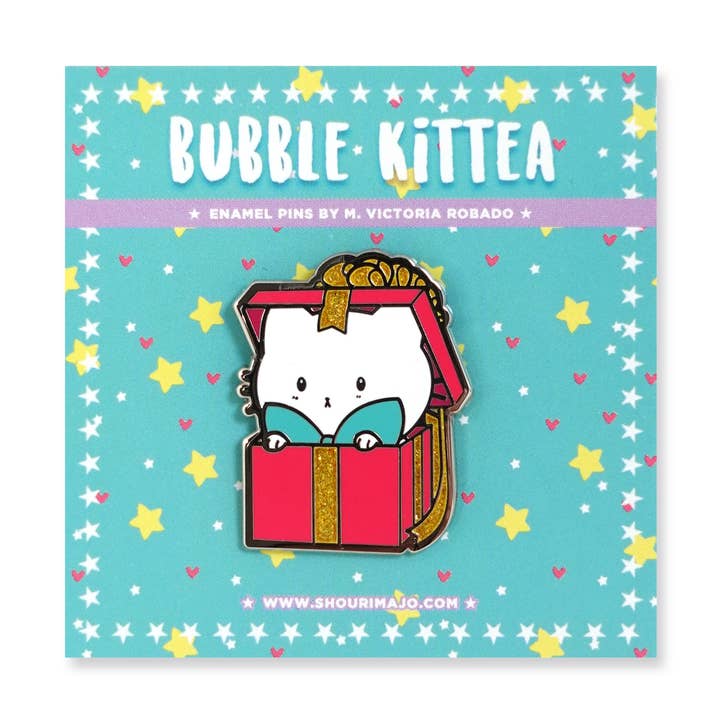 Broche émaillée Bubble Kittea Cadeau Rouge pour la vente par SHOURIMAJO