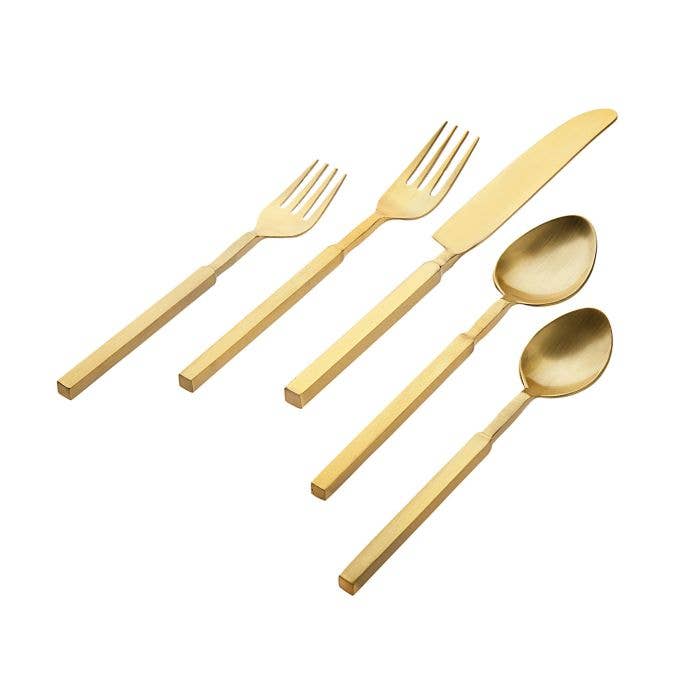 Godinger - Wholesale Flatware Set - 18/10 Cubit Matte Gold 20pc.