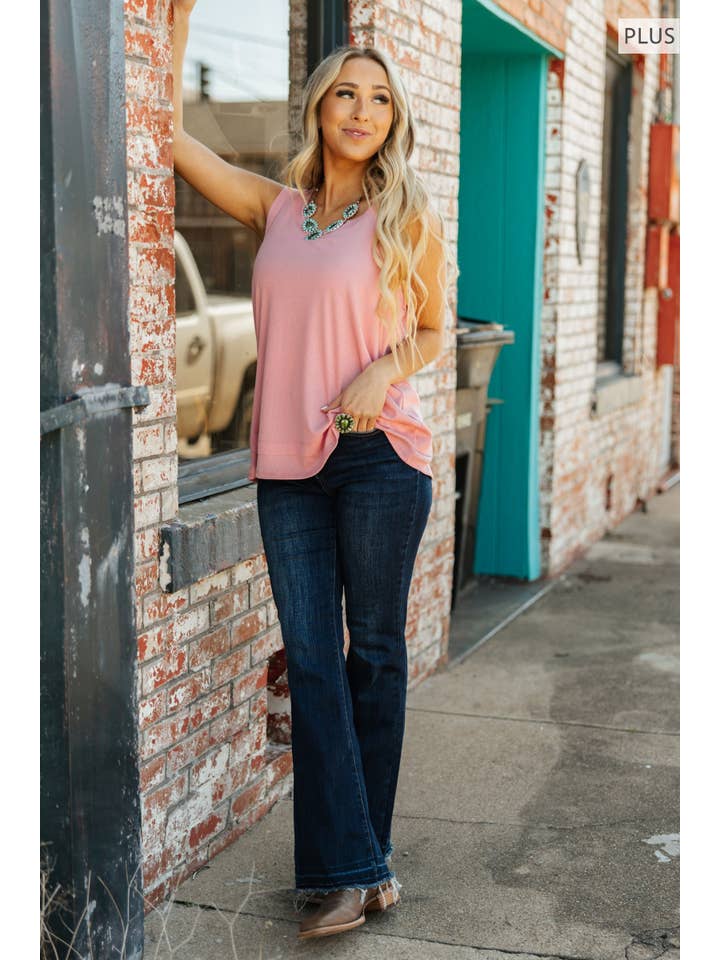 Andrée by Unit - Wholesale Tank Top - Women's - PLUS SIZE Ribbed Tank Top w/ Raw Edge Detail