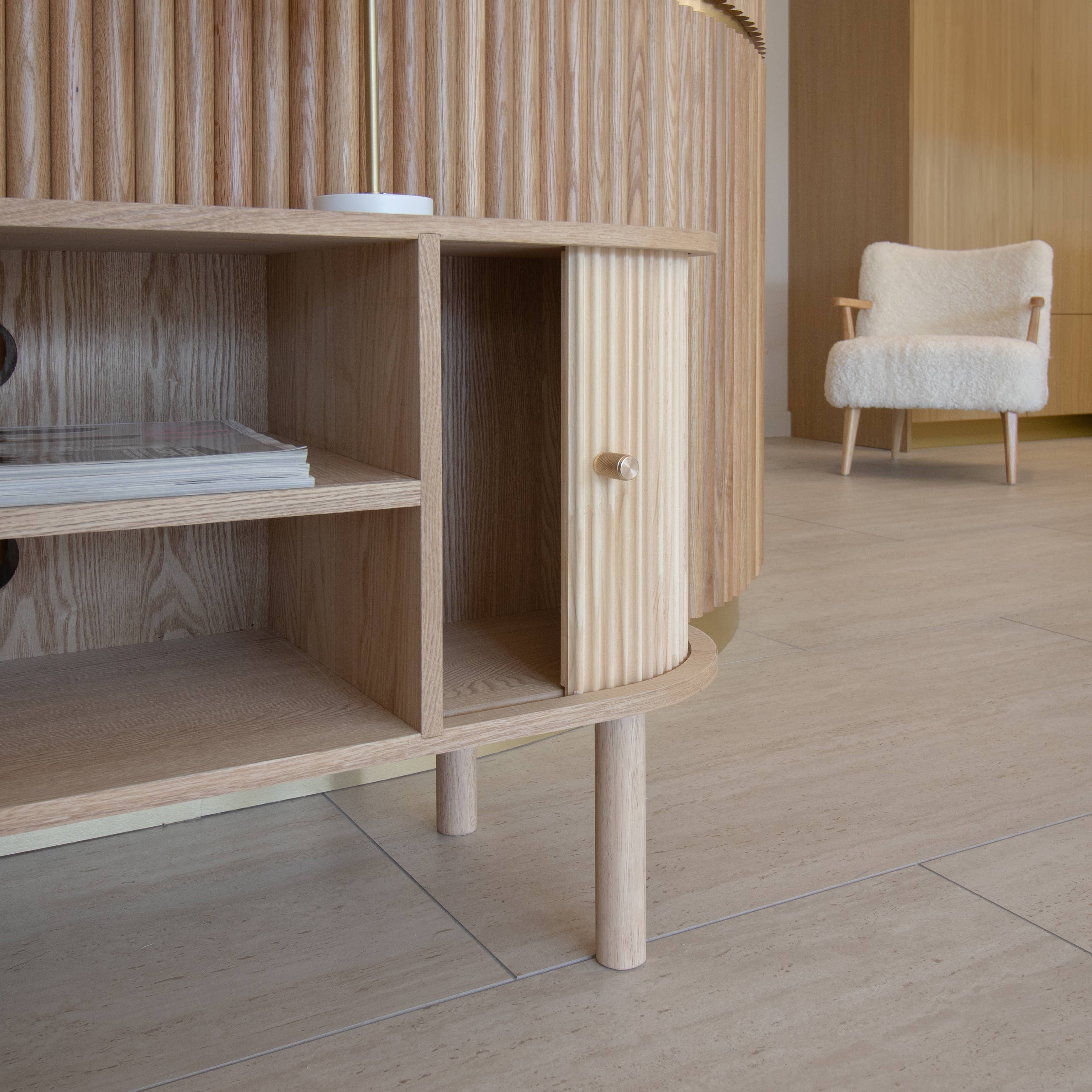 Now's Home - Wholesale Console Table - NATURAL PINE WOOD TV STAND WITH DOORS 110X39X55CM HECTOR4