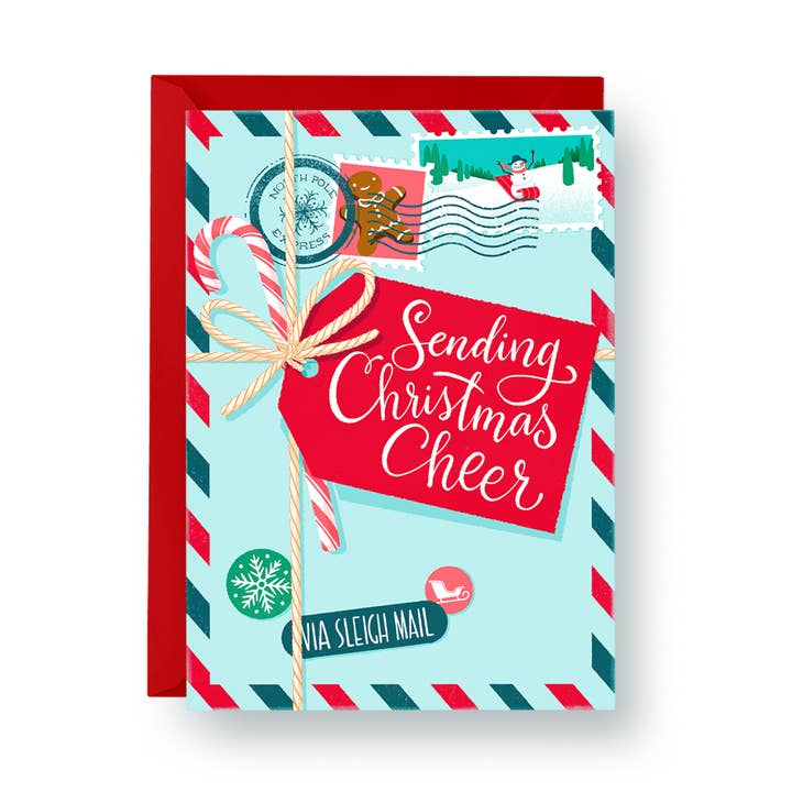 Sending Christmas Cheer - A2 Holiday Card for wholesale by hey, alissandra