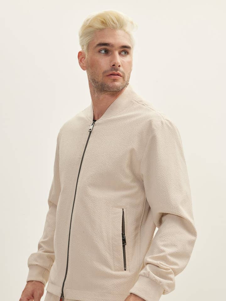 PIETRA Giacca bomber da uomo Waffle Stretch Beach Day - Stone in vendita all'ingrosso su Faire1