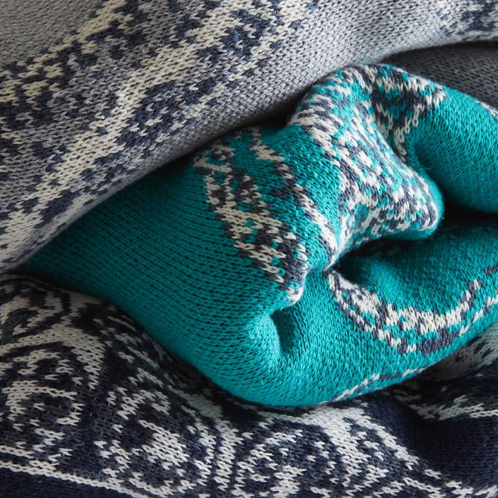 THOMASPAUL - Vendita all'ingrosso Plaid - Coperta lavorata a maglia con polpi in blu marino – Stile costiero moderno4