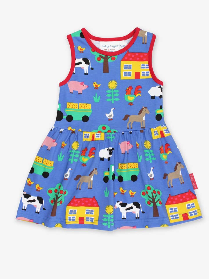 Organic Farm Print Summer Dress for wholesale by Toby Tiger
