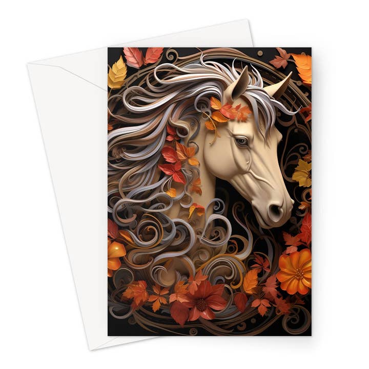 Carte de vœux Autumn Art Horse pour la vente par Wild And Arty