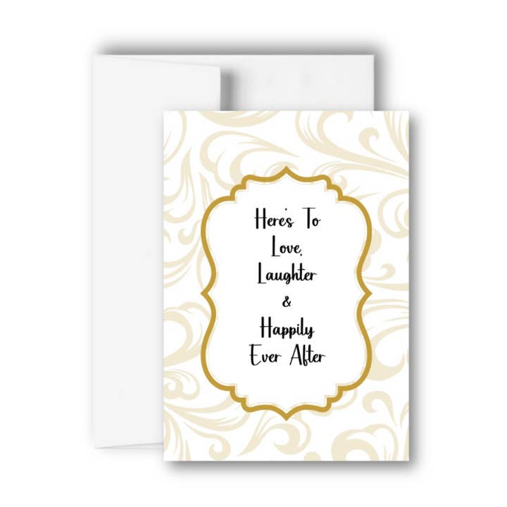 Carte de vœux de mariage Love Laughter & Happily Ever After pour la vente par Brandi Creations Design Studio