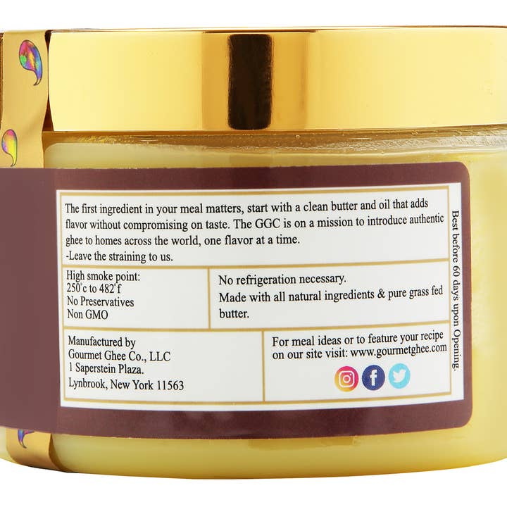 Gourmet Ghee Company - Wholesale Butter - Black Truffle Ghee 12oz, European Grass Fed Butter, Truffles