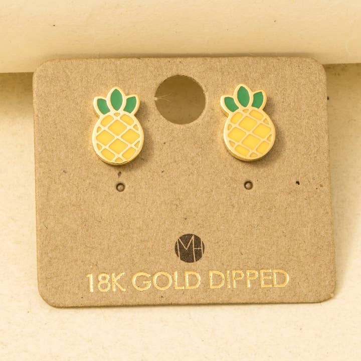 Guldbelagte Epoxy Ananas Frugt Ørestikker for engroshandel hos Anarchy Street