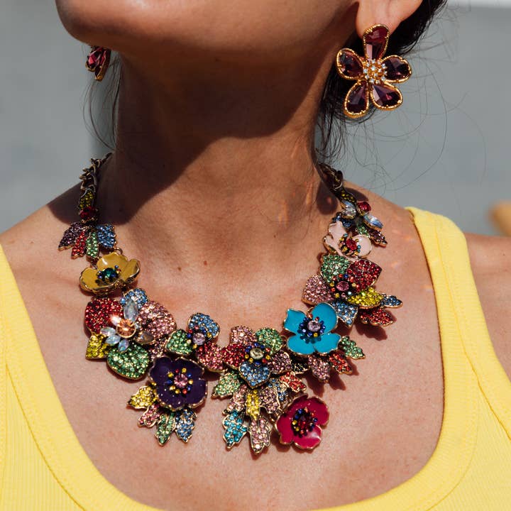 Eye Candy Los Angeles - Wholesale Bib Necklace - Amata Statement Necklace - Floral