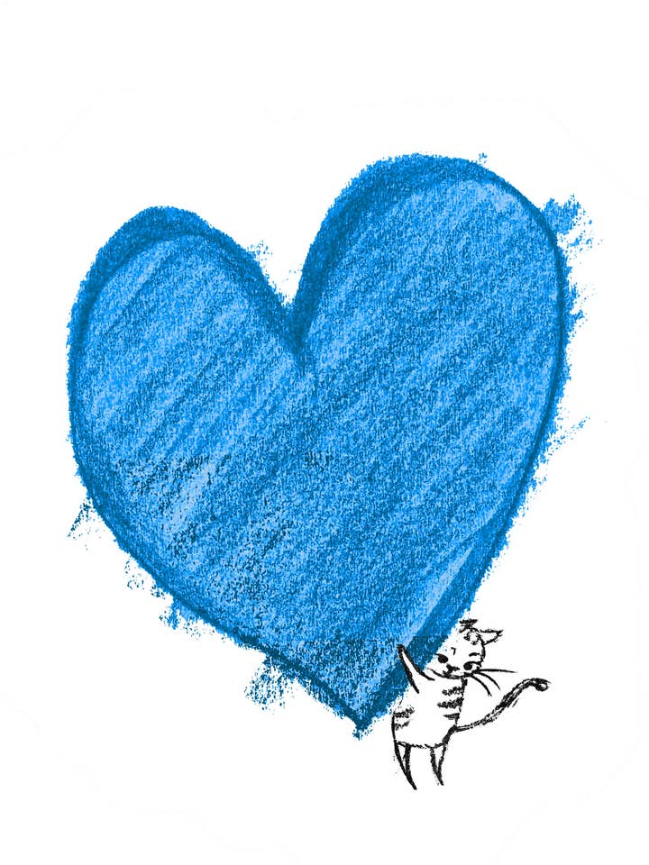 Valentine's cat card - heart. Cute cat. for wholesale by CherieChenArts