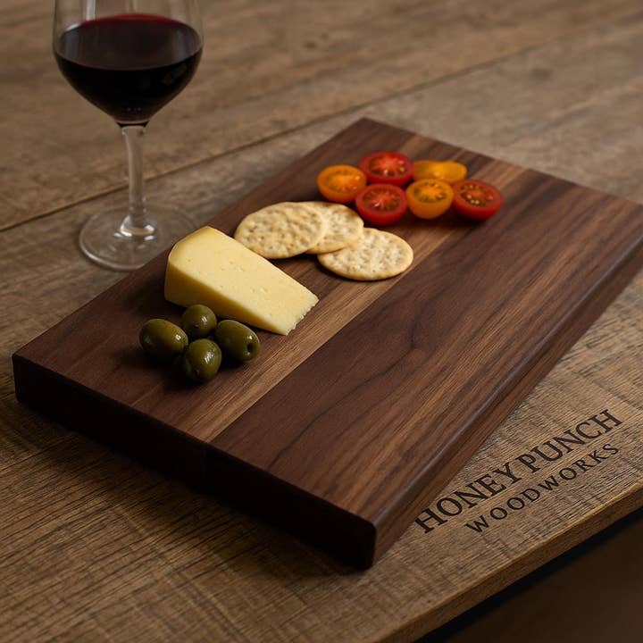 Elegant Walnut Serving & Cutting Board 12 x 18 x 1.5" for wholesale by HoneyPunch Woodworks
