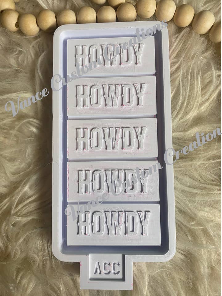 Howdy Snap Bar Mold for wholesale by Vance Custom Creations
