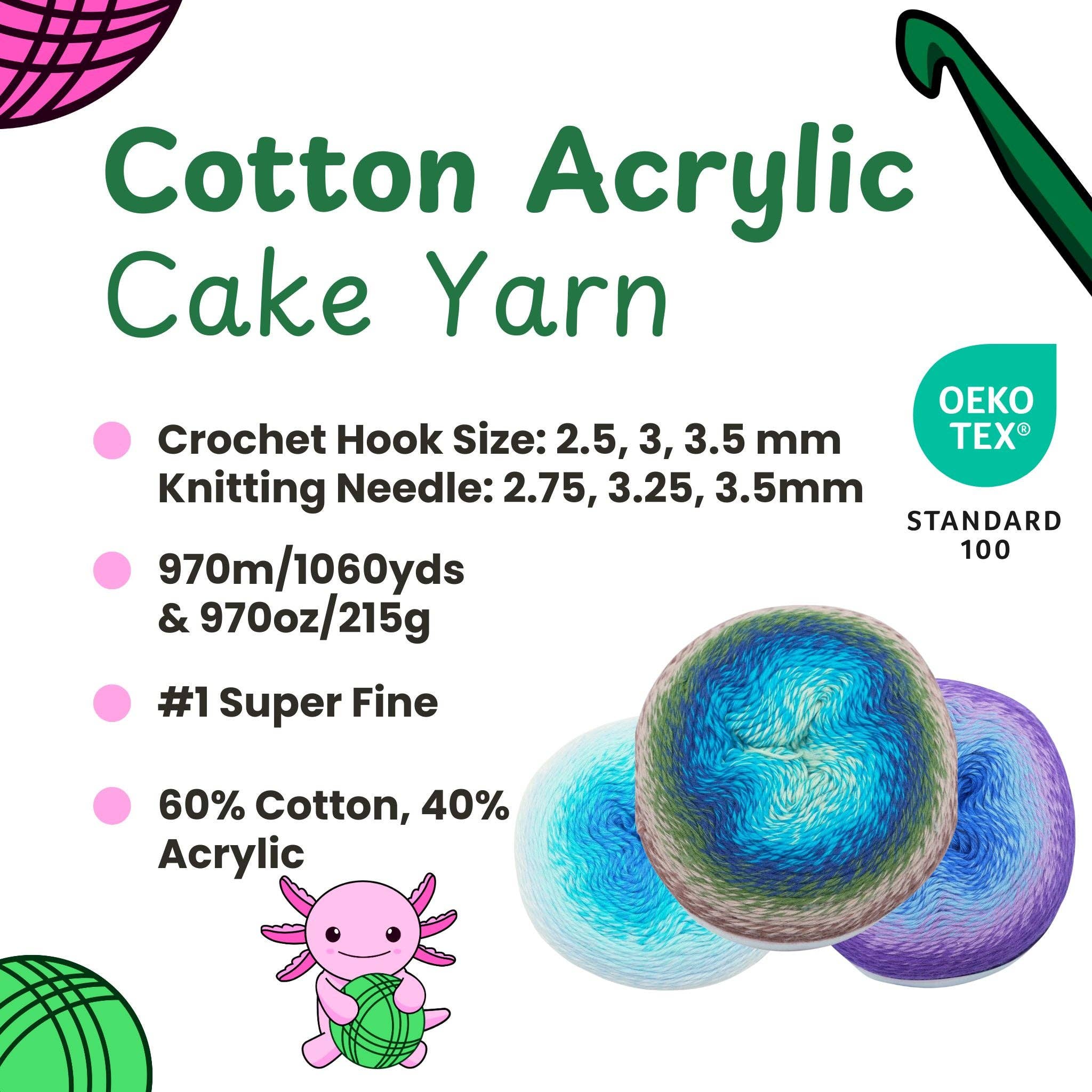 Okey Dokeys - Wholesale Yarn - 1060 Yards Gradient Cake Yarn - #1 Super Fine Cotton Acrylic Yarn48