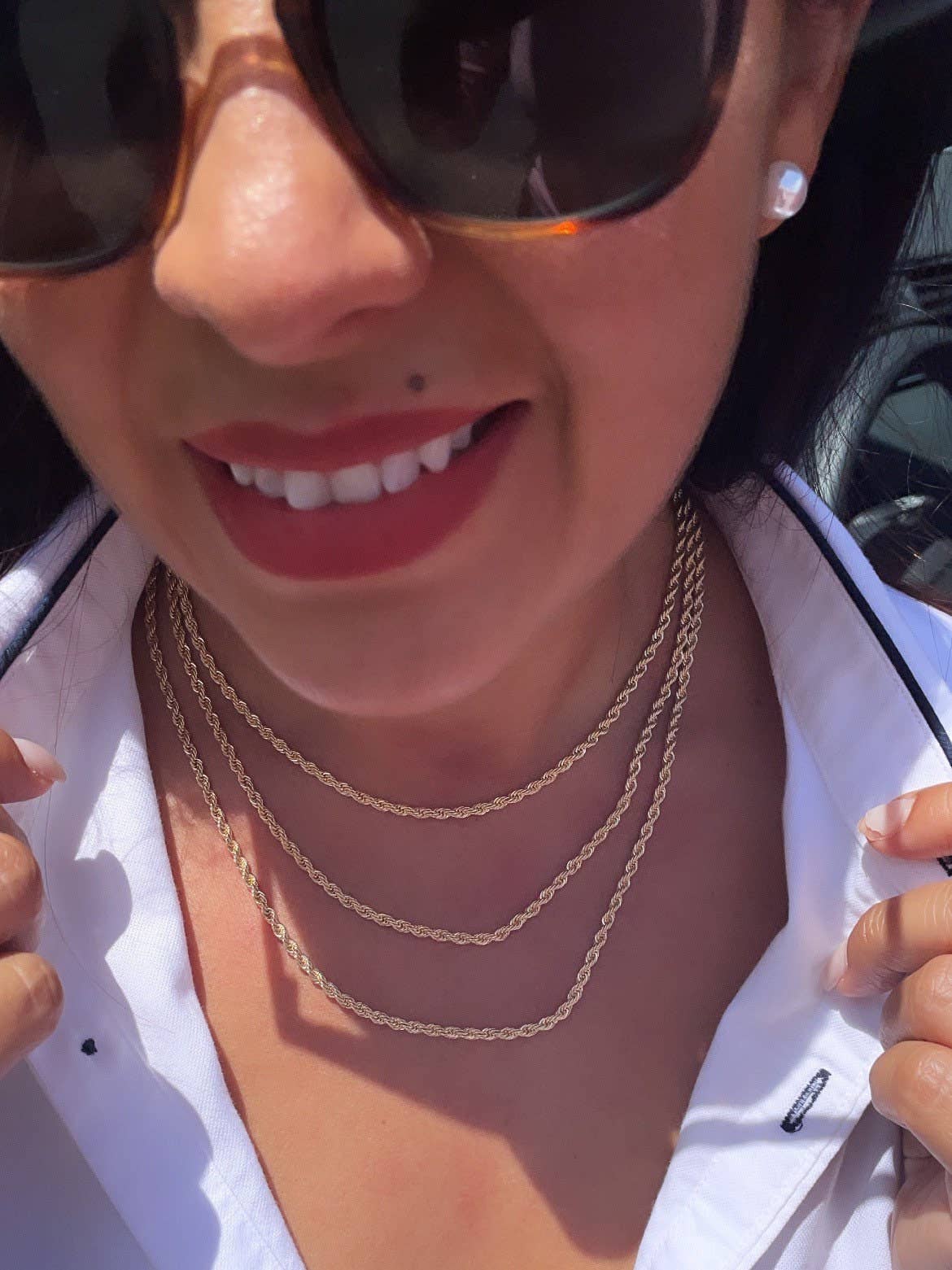 Milie - Wholesale Link & Chain Necklace - 18k GF Thin Rope Chain 3mm Necklace1