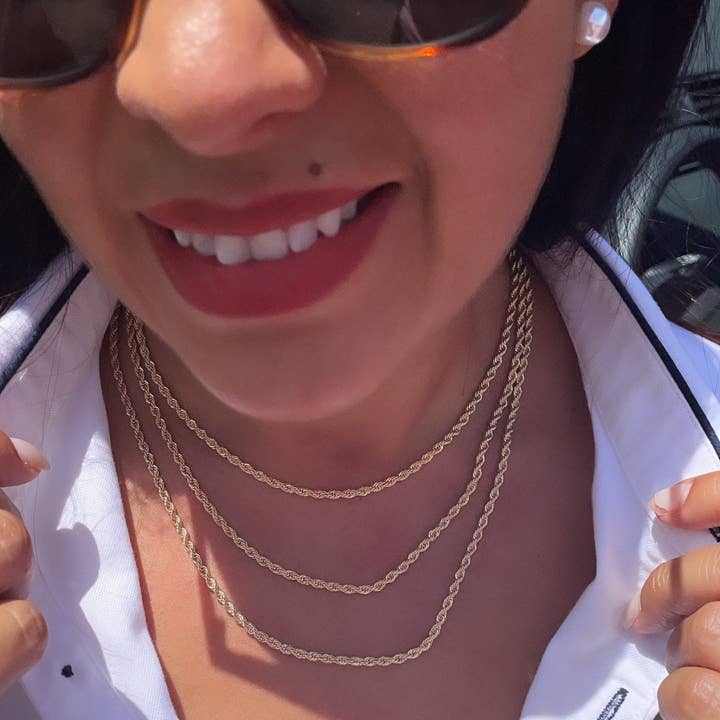 Milie - Wholesale Link & Chain Necklace - 18k GF Thin Rope Chain 3mm Necklace1