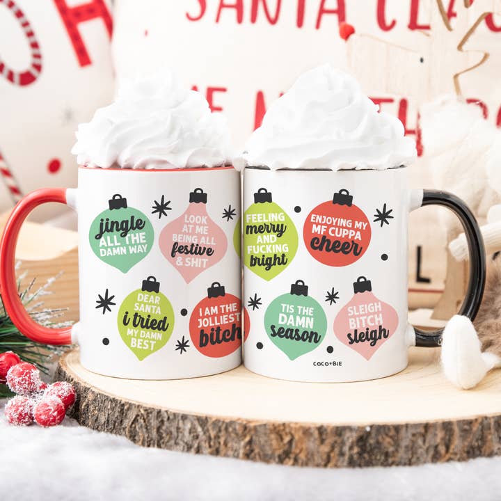 Tazza Divertente di Natale, Tazza con Affermazioni Quotidiane Volgare - 450 ml per la vendita all'ingrosso da parte di coco+bie designs