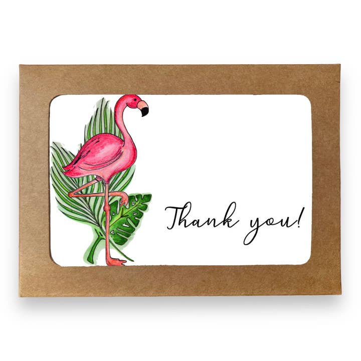 Flamingo Boxed Thank You Notes | Set of 8 Boxed Note Cards for wholesale by Whimsicals Paperie
