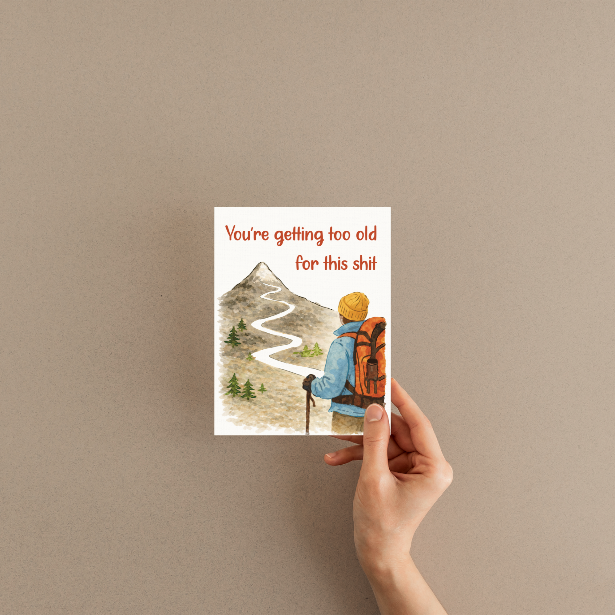 New Summits - Wholesale Birthday Card - Watercolor Hiking Birthday Card | Funny Mountain Aging Gift1