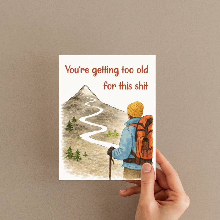 New Summits - Wholesale Birthday Card - Watercolor Hiking Birthday Card | Funny Mountain Aging Gift1