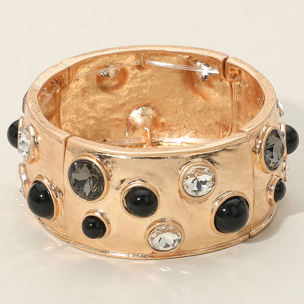 Sensibling Corp. - Vente Bracelet jonc - Bracelet élastique large à déclaration avec pierres en verre serties9