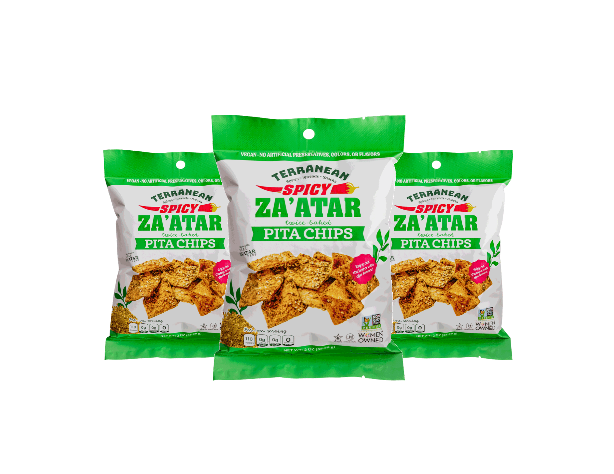 Terranean Herbs & Spices - Wholesale Chips - Spicy Za'atar Twice- Baked Pita Chips (2 oz.) 1