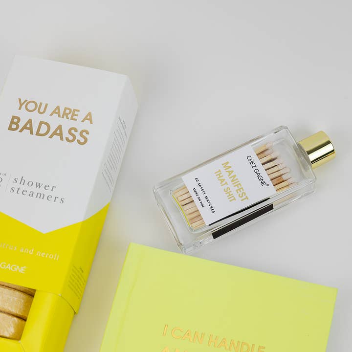 Chez Gagné - Wholesale Matches - Manifest That Shit - Glass Bottle Safety Matches - White1