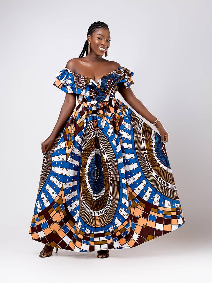 African print Off shoulder Malembe Dress for wholesale by ETNICA