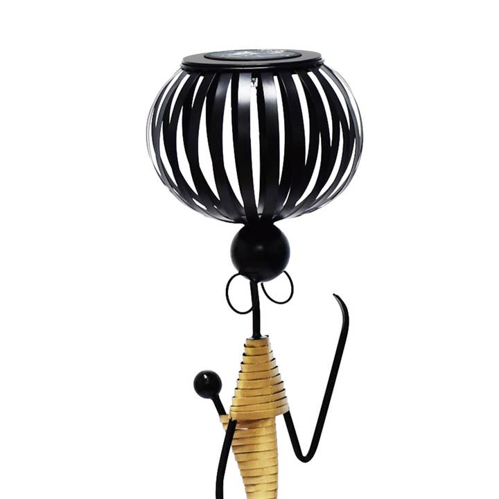 Abstract Tribal Lady Figurine Metal Sculpture On Head with Solar light for wholesale by Peterson Houseware & Artwares US