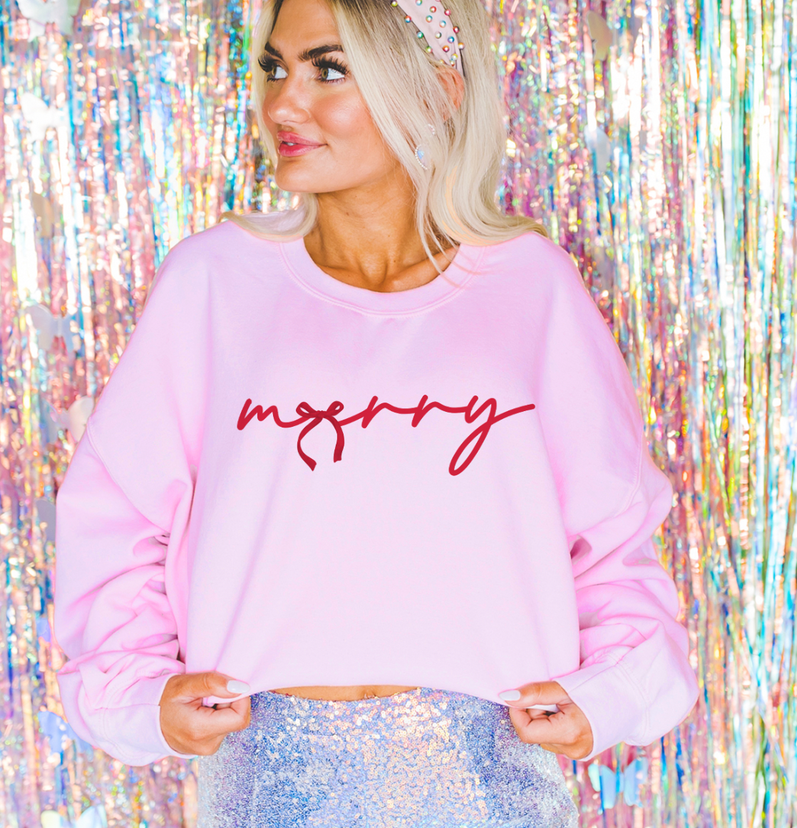 THE LATTIMORE CLAIM - Vente Sweat-shirt à imprimés – femme - Nœud rouge Joyeux Noël - Plusieurs options de couleur0