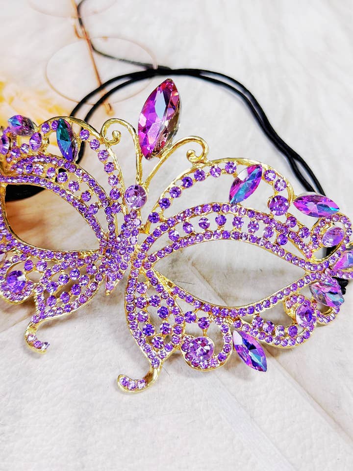 Happy Dream Gifts – Engroshandel Kostume – til kvinder – Lilla Maskeradebalmaske, Teatermaske, Guld Prommaske4