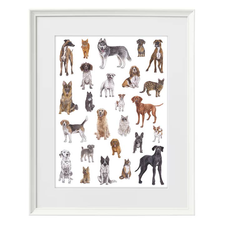 Lucy Locks Art - Wholesale Art Print - Cat and Dog A3 Print2