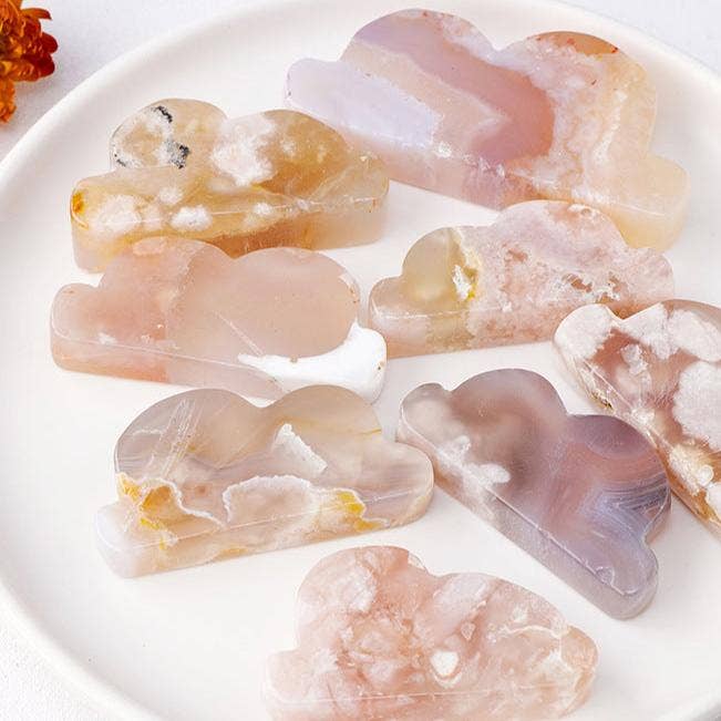 Moon Rituals - Wholesale Spiritual Stone/Crystal - Flower Agate Cloud – Hand-Carved Crystal, 4-5cm