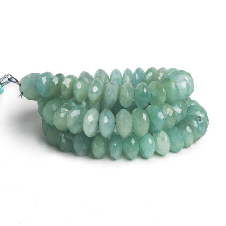 The Bead Traders - Wholesale Beads - 8-10mm Aquamarine Faceted Rondelles 16 inch 80 beads