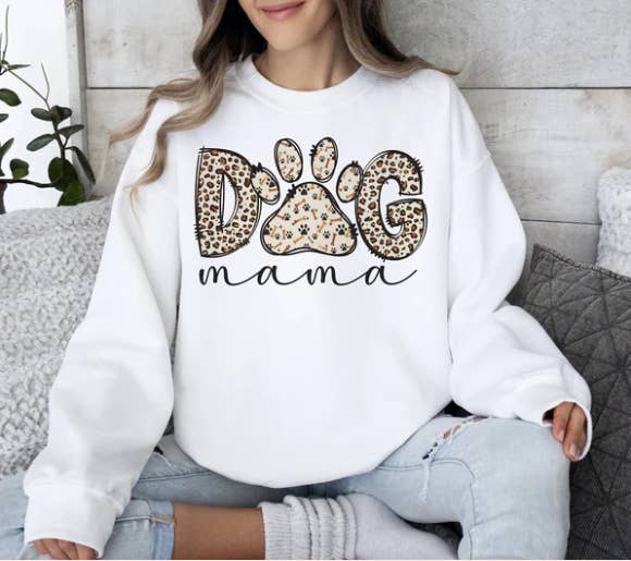 Double Gs Custom Ts - Wholesale Graphic Sweatshirt - Women's - Dog Mama - Real Glitter -New Arrival