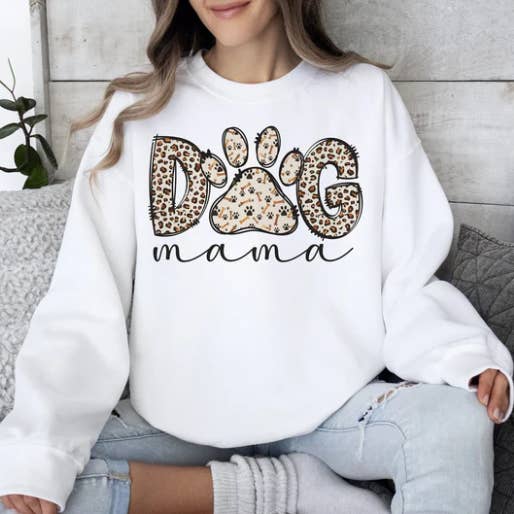 Double Gs Custom Ts - Wholesale Graphic Sweatshirt - Women's - Dog Mama - Real Glitter -New Arrival0