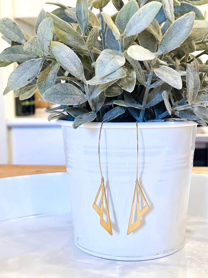 Long Drop Gold Plated Triangle for wholesale by Clover + Coast Designs