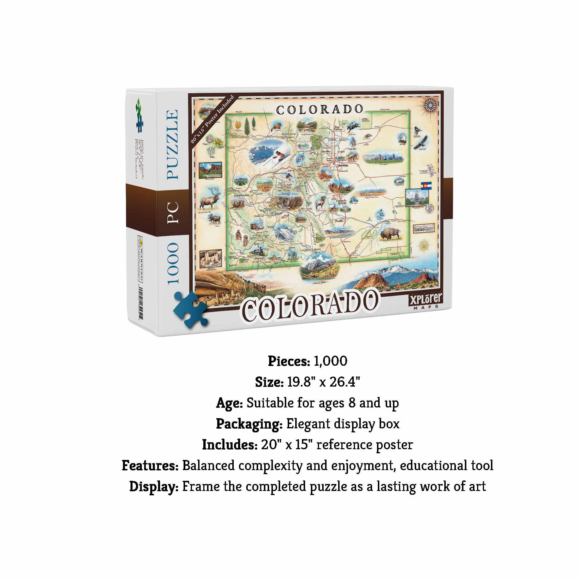 XPLORER MAPS - Venta al por mayor Puzle - Adultos - Rompecabezas de mapa del estado de Colorado - 1000 piezas2