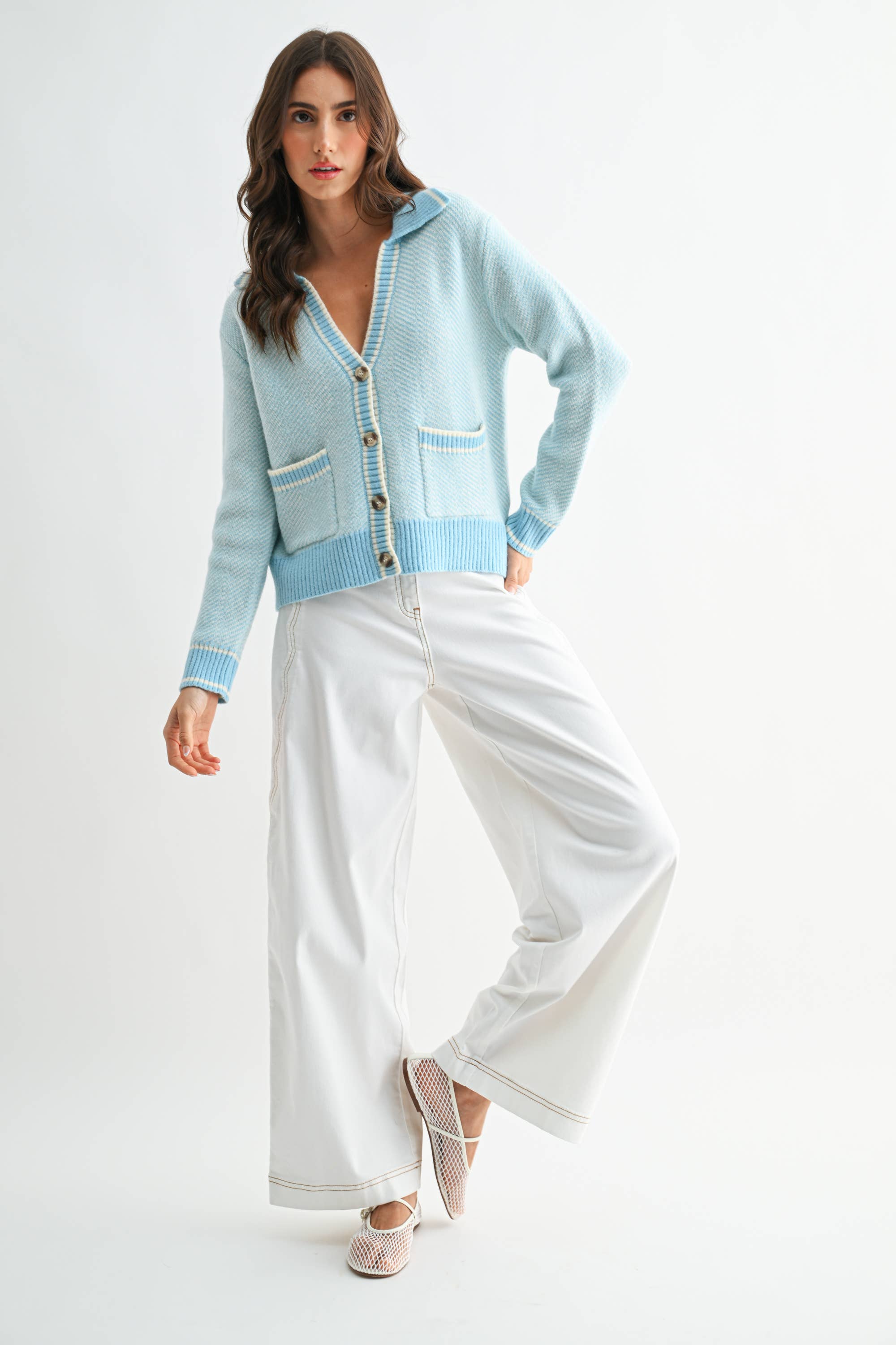 Camellia - Wholesale Knit Sweater - Women's - CW10236E HERRINGBONE KNIT CARDIGAN29