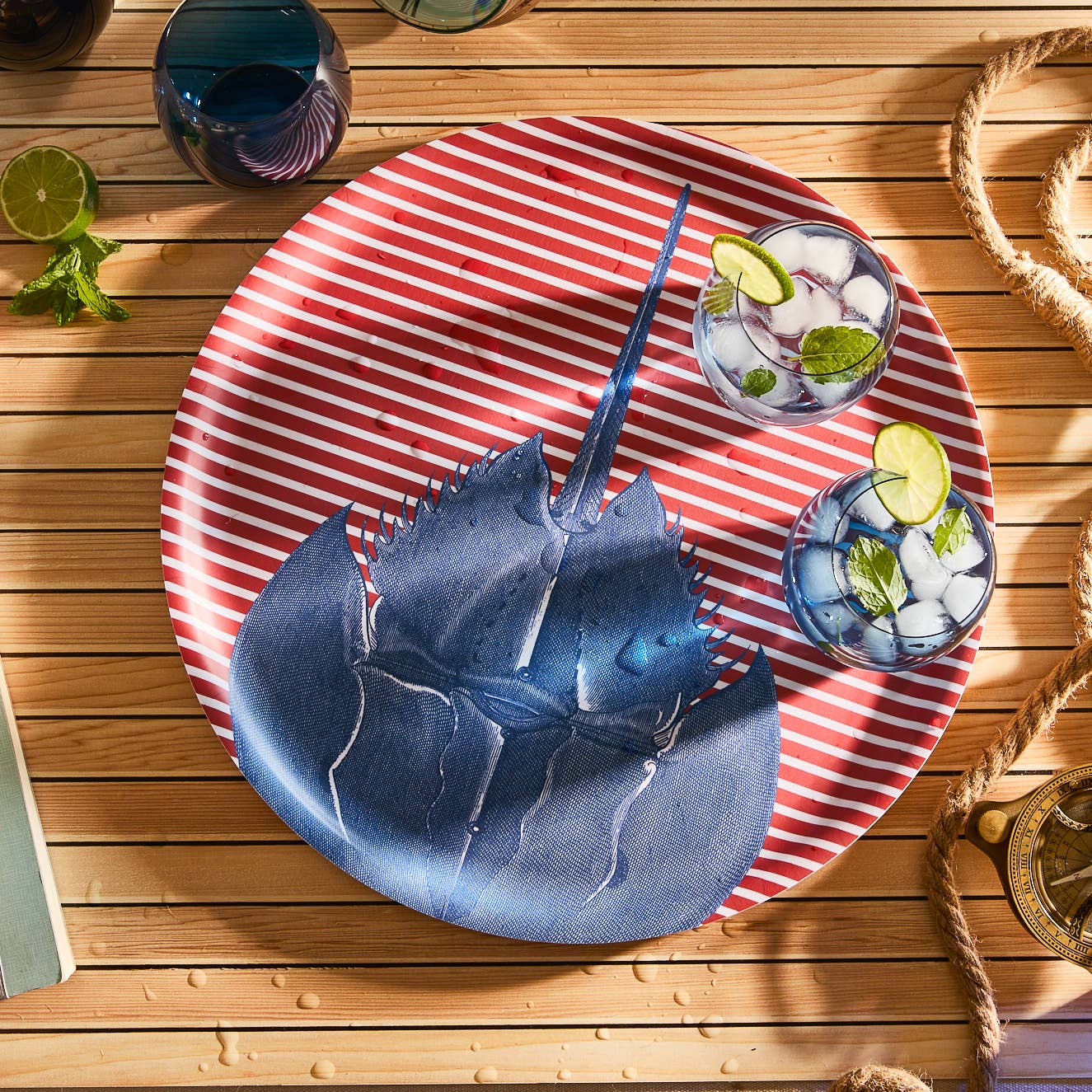 Caskata - Wholesale Decorative Tray - Horseshoe Crab Large Round Birchwood Tray1