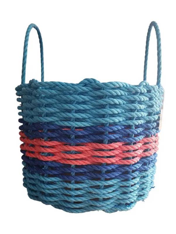 Authentic Maine Lobster Rope Storage Basket, Light Blue and Pink Blue accents for wholesale by Little Salty Rope