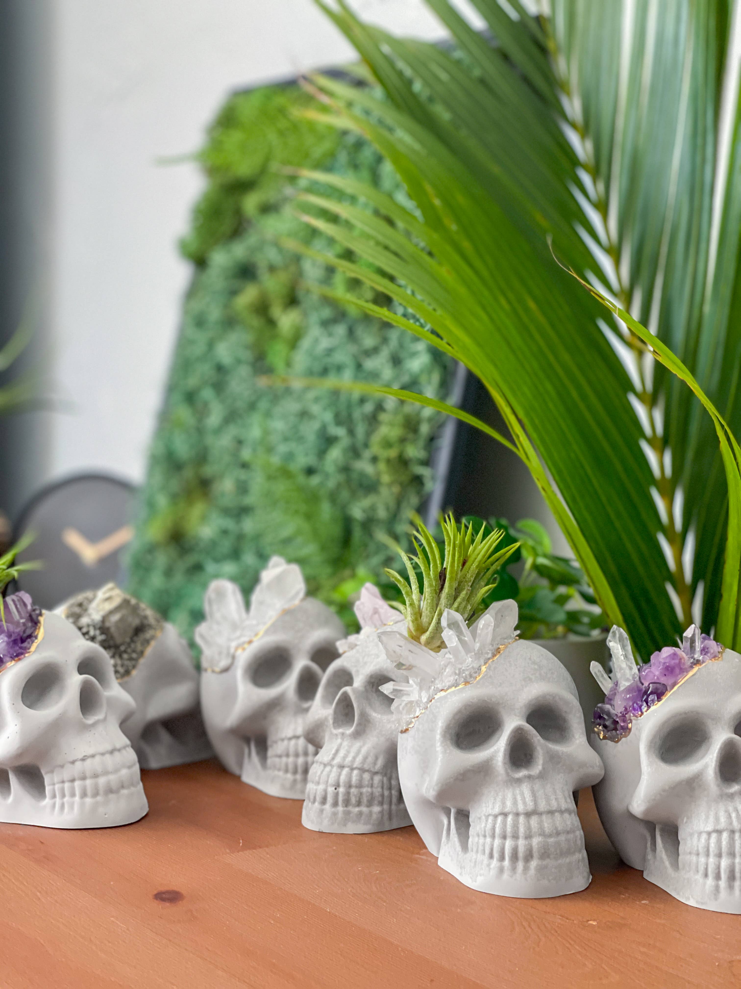 Planters Made in the USA - Wholesale Decoratief beeldje - Groot schedelbeeld van rozenkwarts en natuurlijke kristallen9