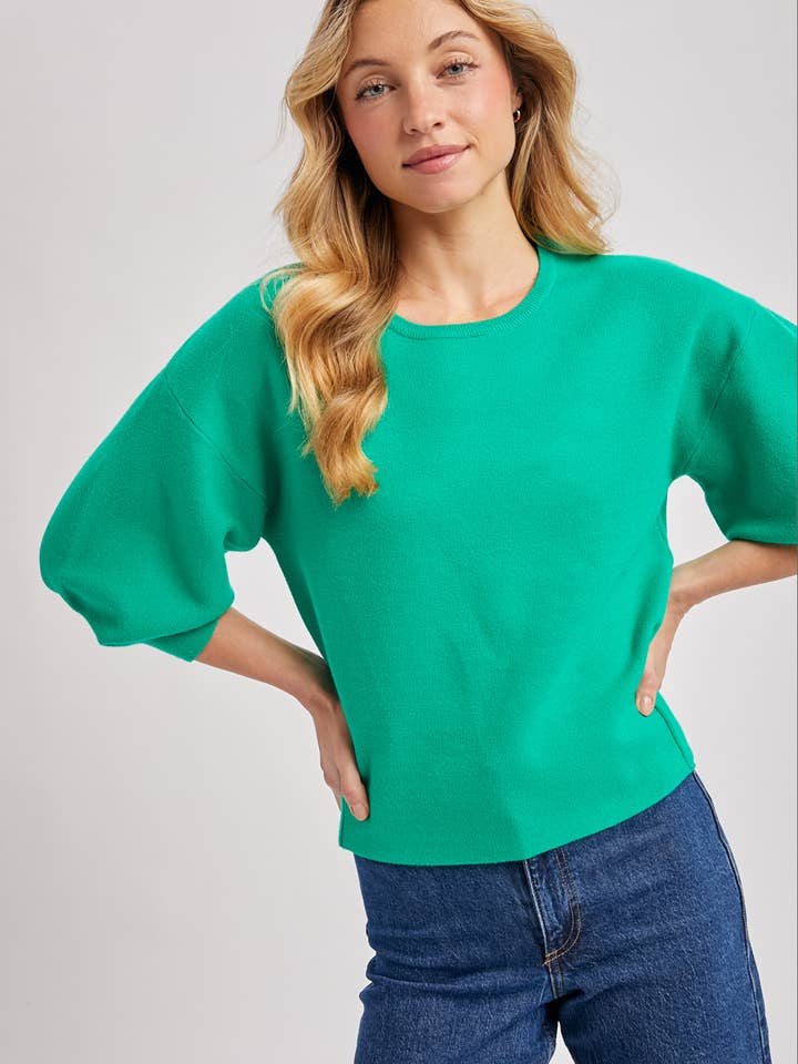 Bluivy - Wholesale Knit Sweater - Women's - PUFFED 3/4 SLEEVED KNIT SWEATER TOP19